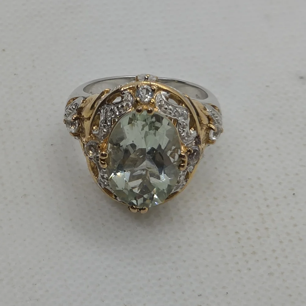 Like New Spectacular Rare Estate Victoria Wieck Genuine Prasiolite Ring - Picture 2 of 15